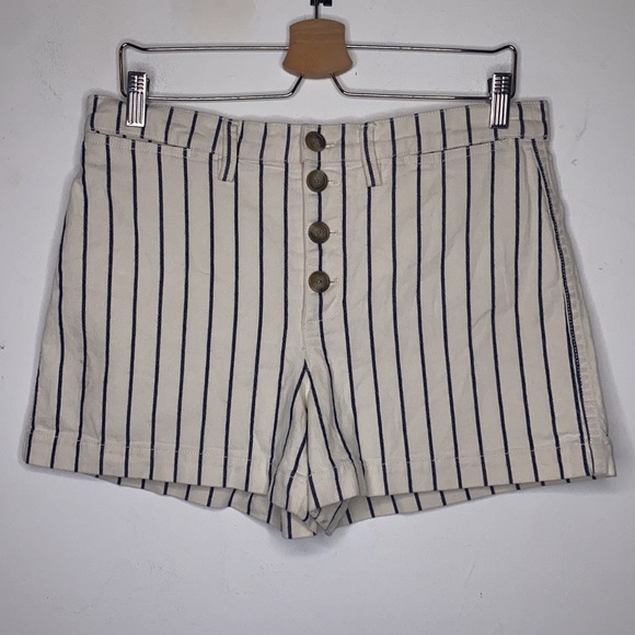 Madewell high Rise Emmett Button-Front Stripe Shorts Size 30 - Picture 2 of 13